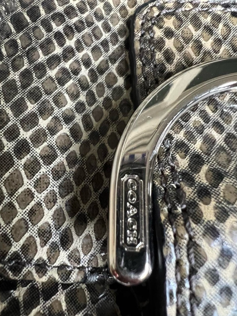 Coach Soho Exotic Python Mini Crossbody Bag with silver hardware and buckle - Picture 4 of 8
